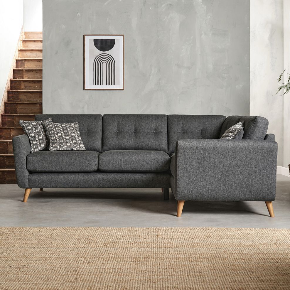 Evie Left Hand Corner Sofa in Rosa Collection Charcoal Fabric 2