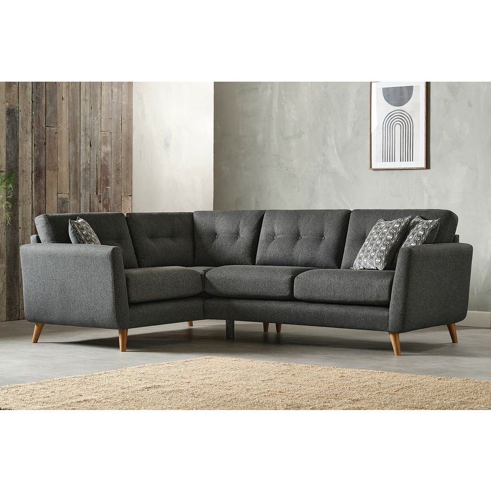 Evie Right Hand Corner Sofa in Rosa Collection Charcoal Fabric 1