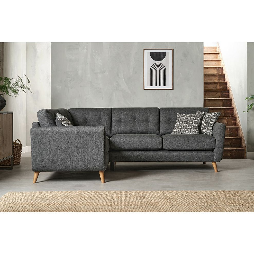Evie Right Hand Corner Sofa in Rosa Collection Charcoal Fabric 2