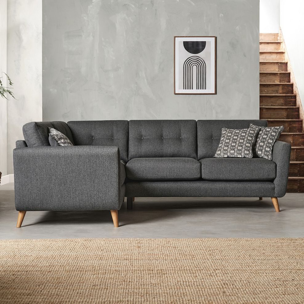 Evie Right Hand Corner Sofa in Rosa Collection Charcoal Fabric 2