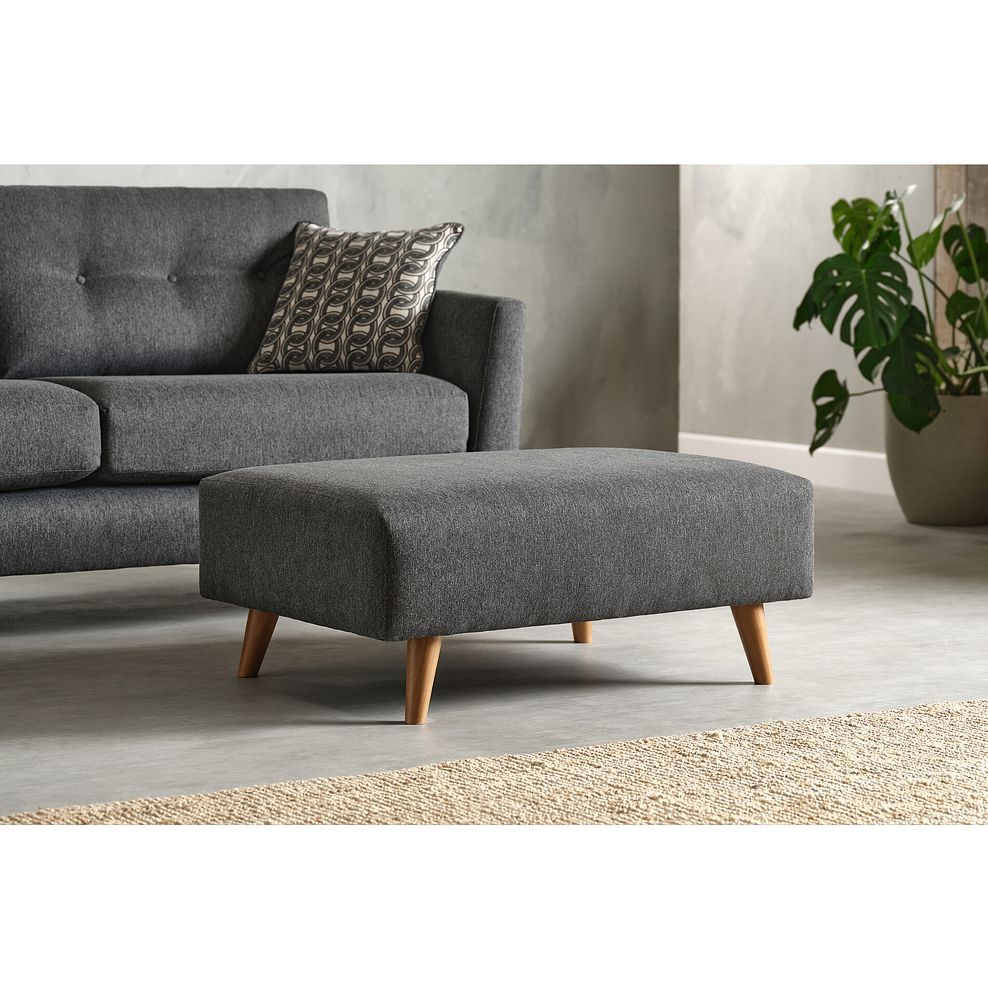 Evie Footstool in Rosa Collection Charcoal Fabric 1