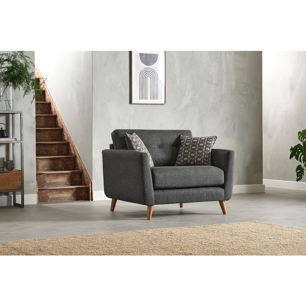 Evie Loveseat in Rosa Collection Charcoal Fabric 1