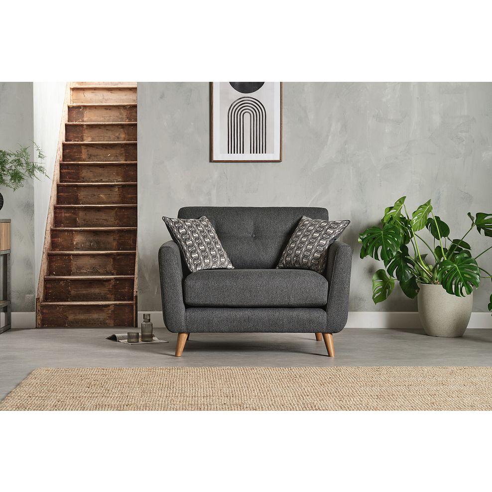 Evie Loveseat in Rosa Collection Charcoal Fabric 2
