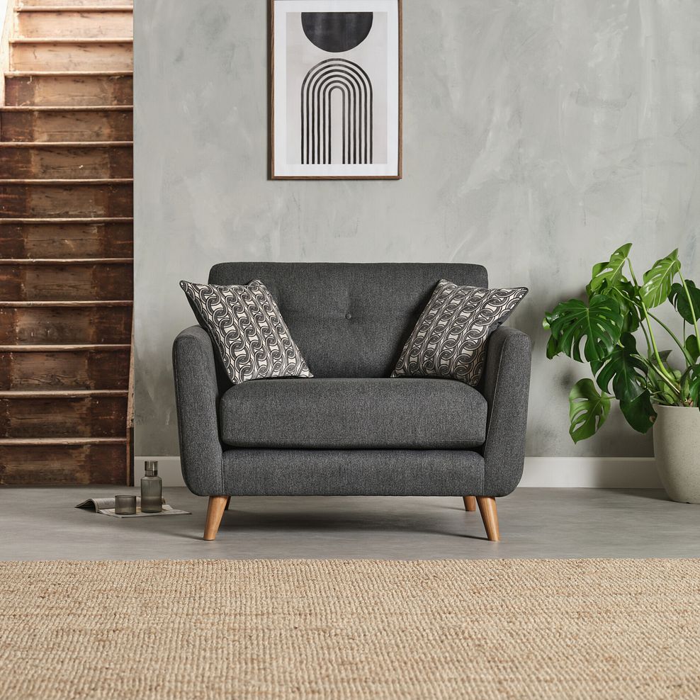 Evie Loveseat in Rosa Collection Charcoal Fabric 2