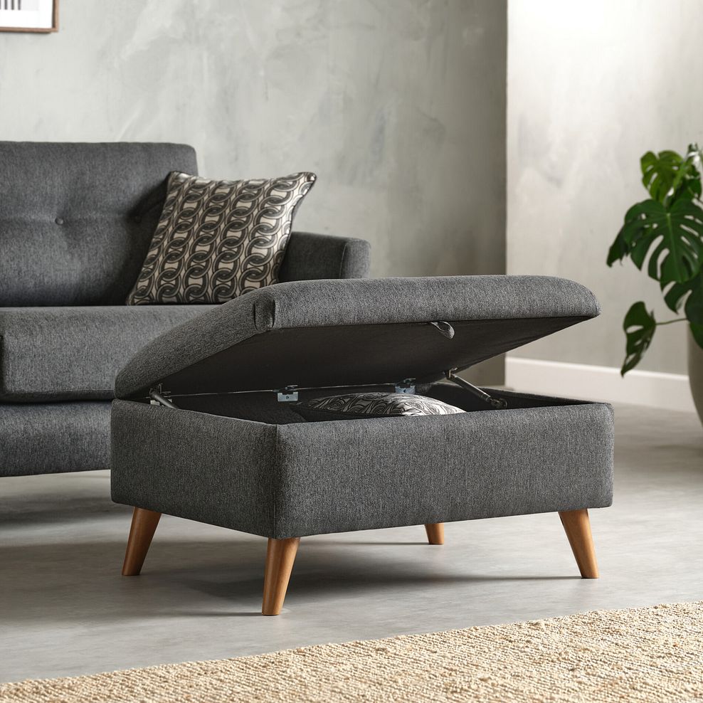 Evie Storage Footstool in Rosa Collection Charcoal Fabric 2