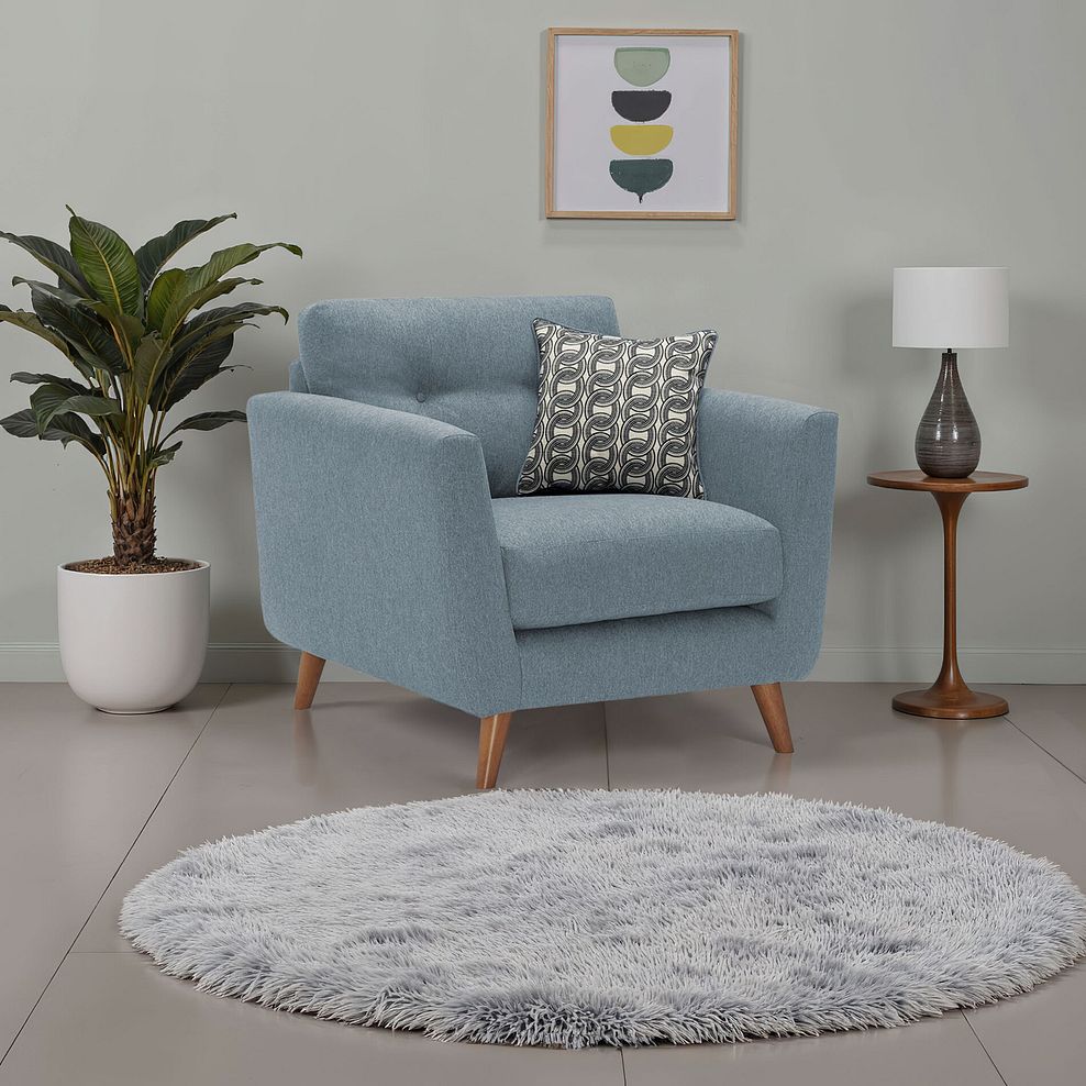 Evie Armchair in Rosa Collection Denim Fabric 1