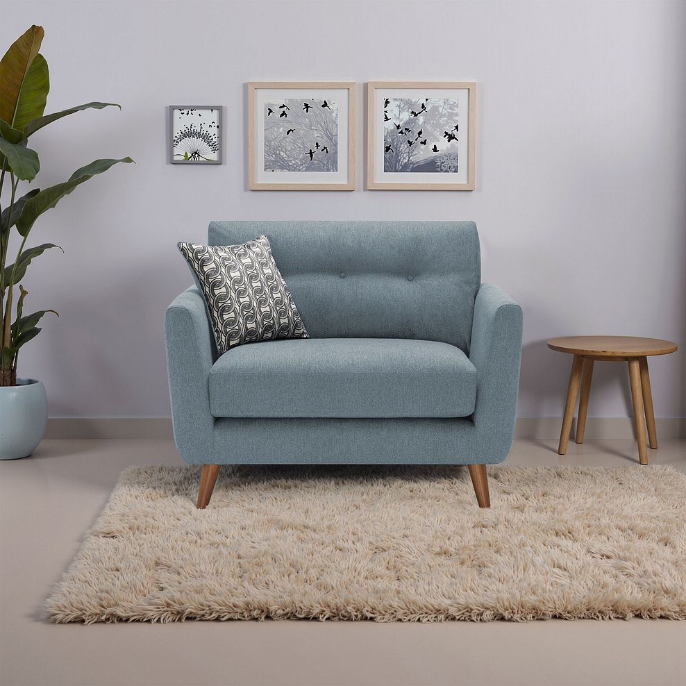 Evie Loveseat in Rosa Collection Denim Fabric 1
