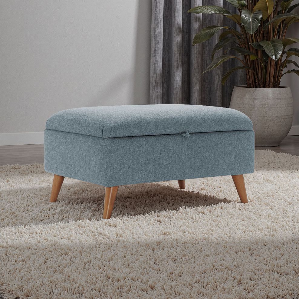 Evie Storage Footstool in Rosa Collection Denim Fabric 1