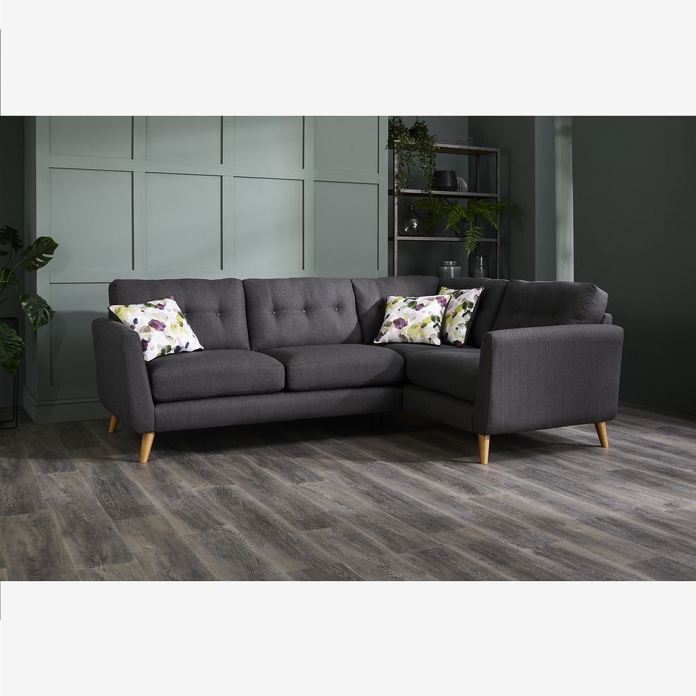 Evie Left Hand Corner Sofa in Charcoal Fabric 1