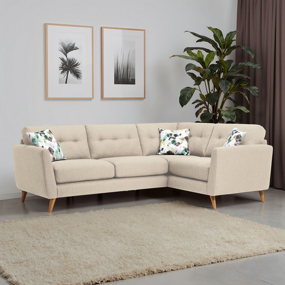 Evie Left Hand Corner Sofa in Ivory Fabric 1