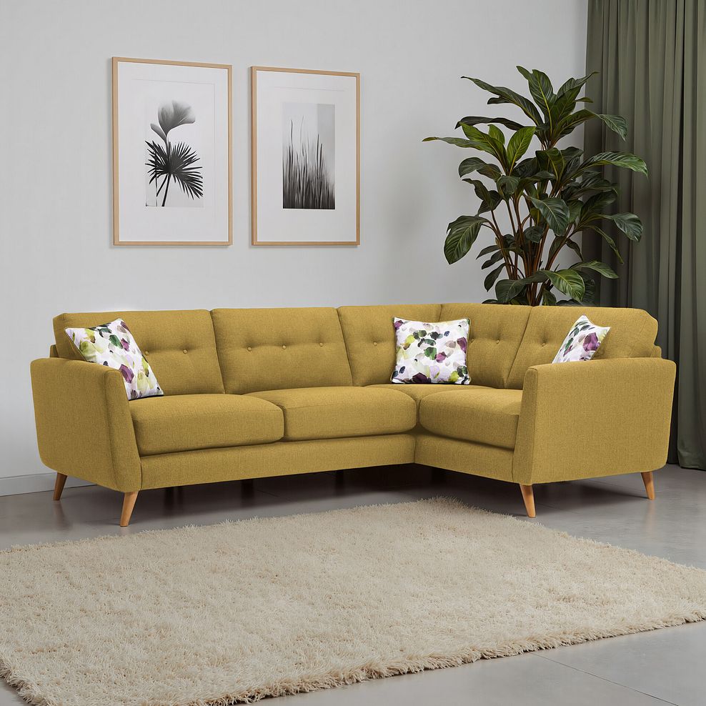 Evie Left Hand Corner Sofa in Lime Fabric 1