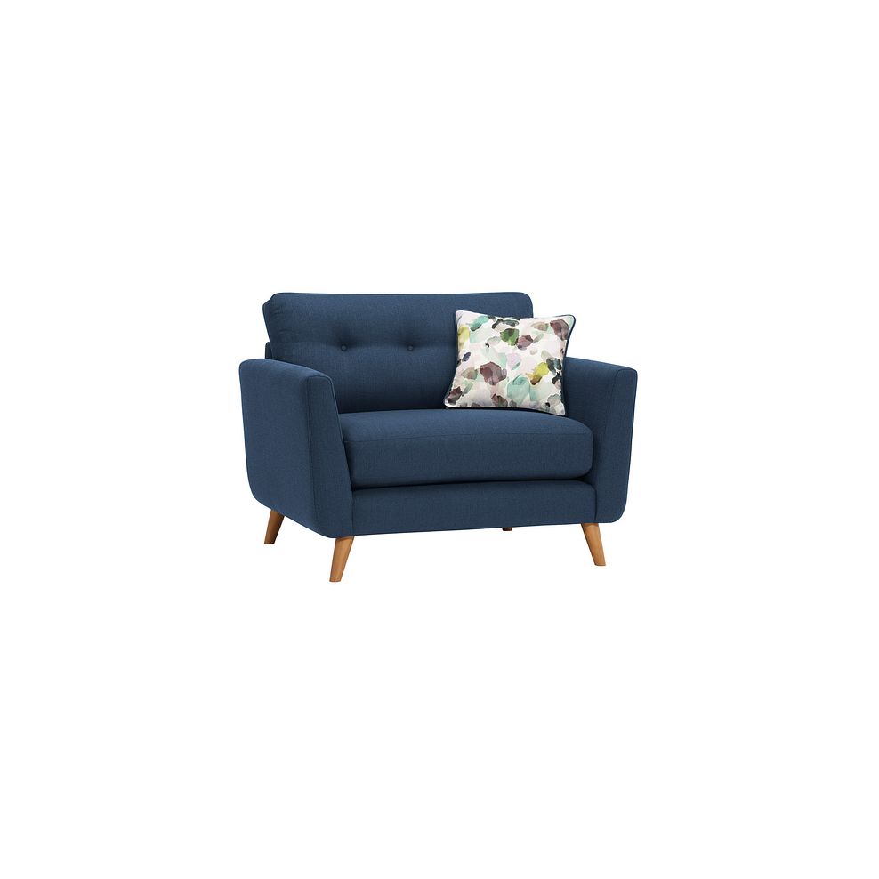 Evie Loveseat in Blue Fabric 1