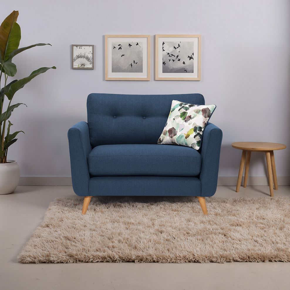 Evie Loveseat in Blue Fabric 1