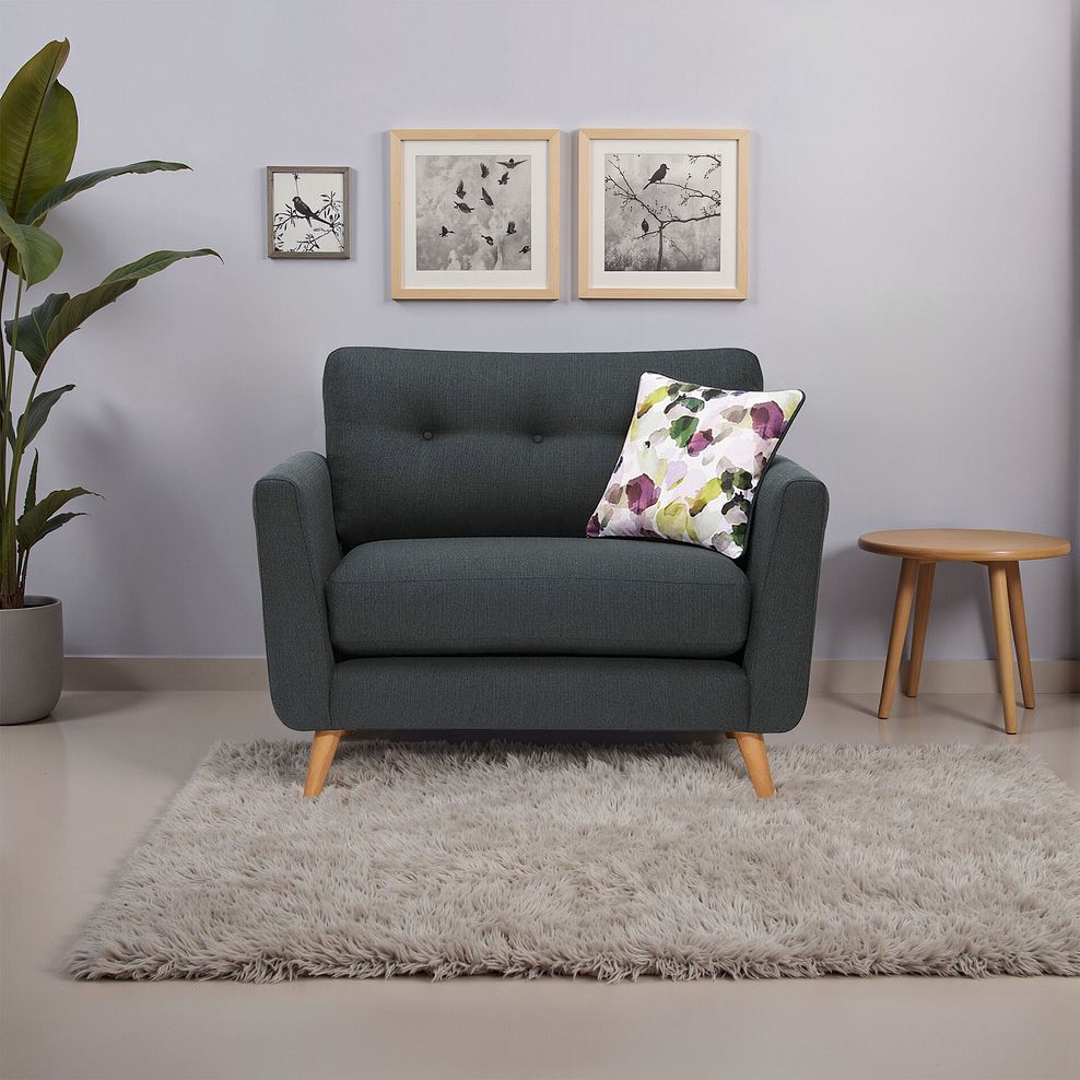Evie Loveseat in Charcoal Fabric 1