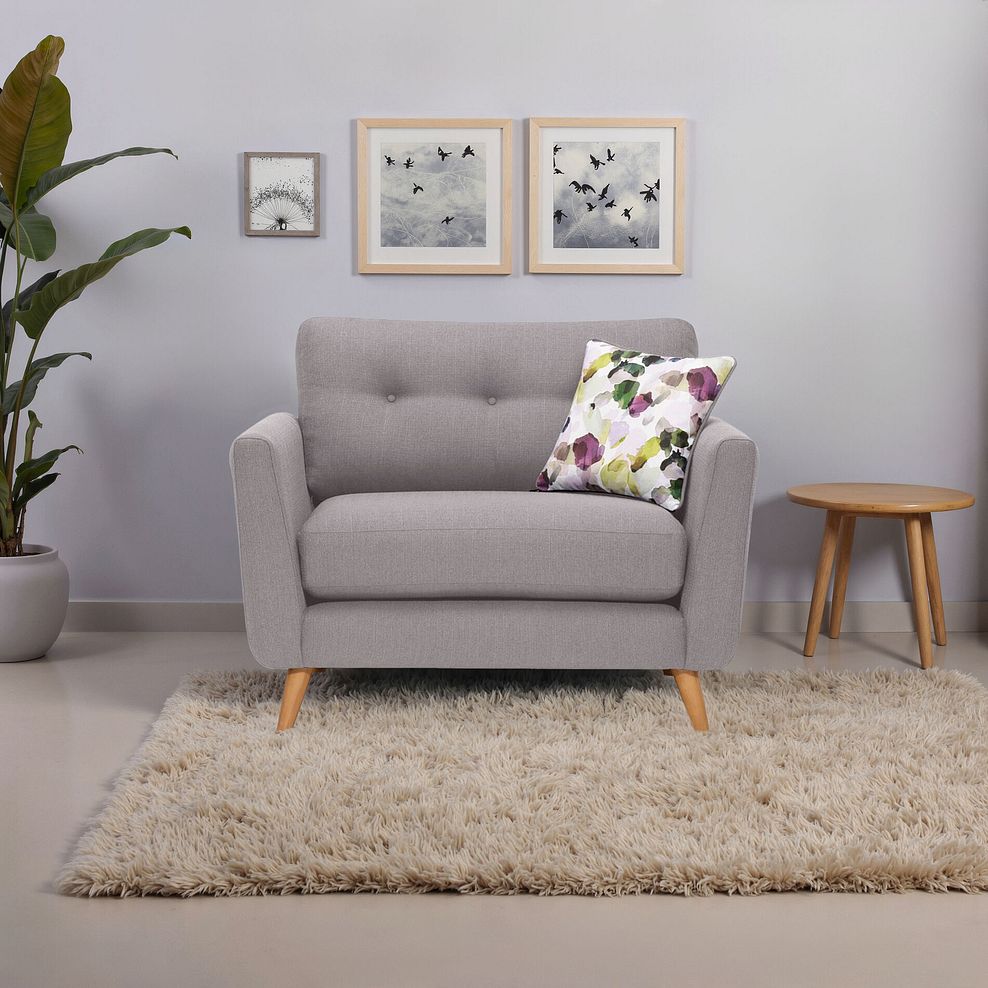 Evie Loveseat in Silver Fabric 1