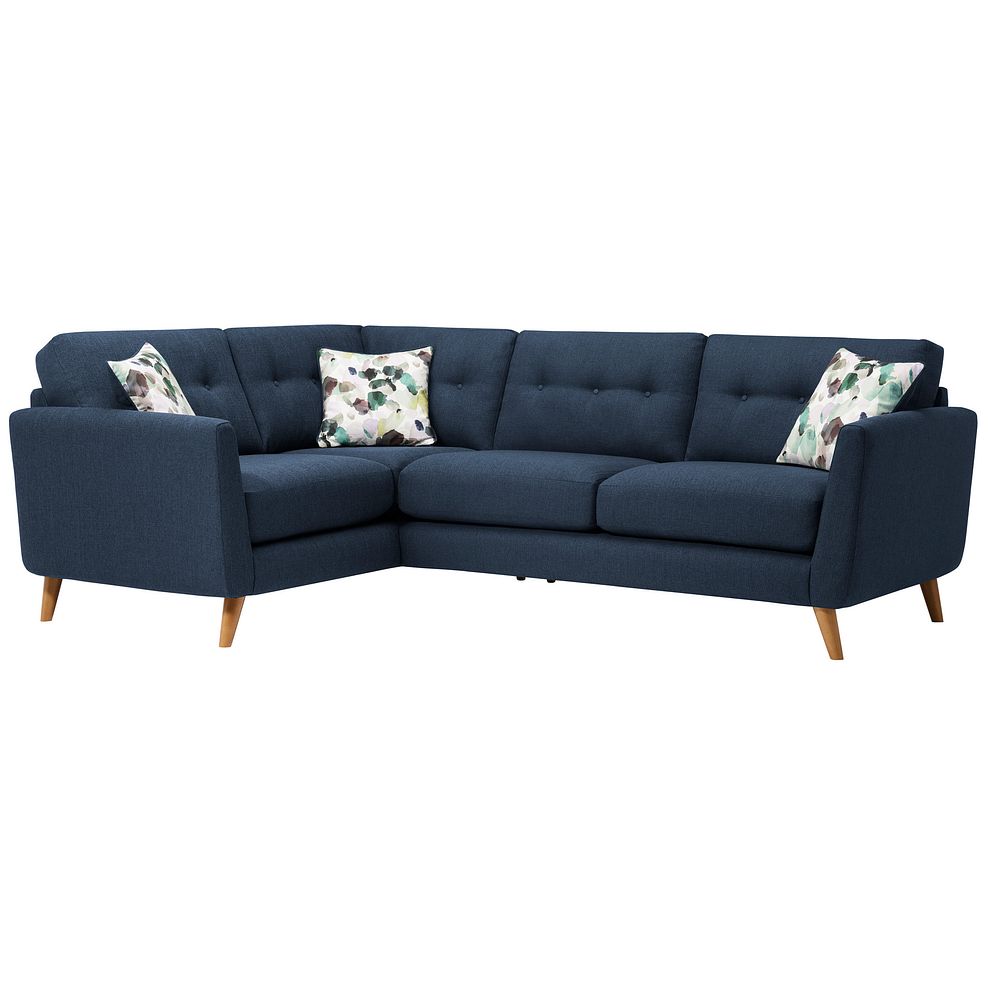 Evie Right Hand Corner Sofa in Blue Fabric 1