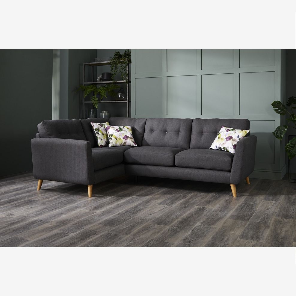 Evie Right Hand Corner Sofa in Charcoal Fabric 1