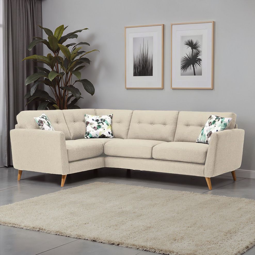 Evie Right Hand Corner Sofa in Ivory Fabric 1