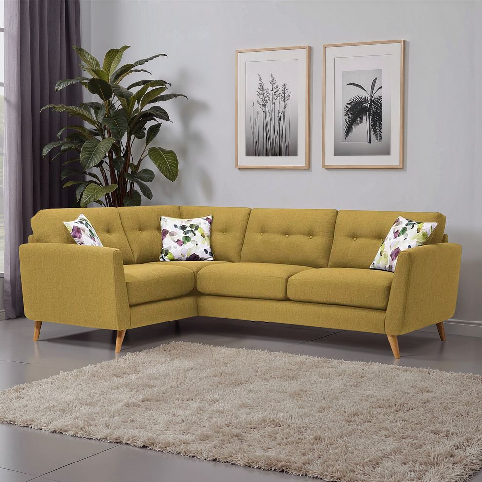 Evie Right Hand Corner Sofa in Lime Fabric 1