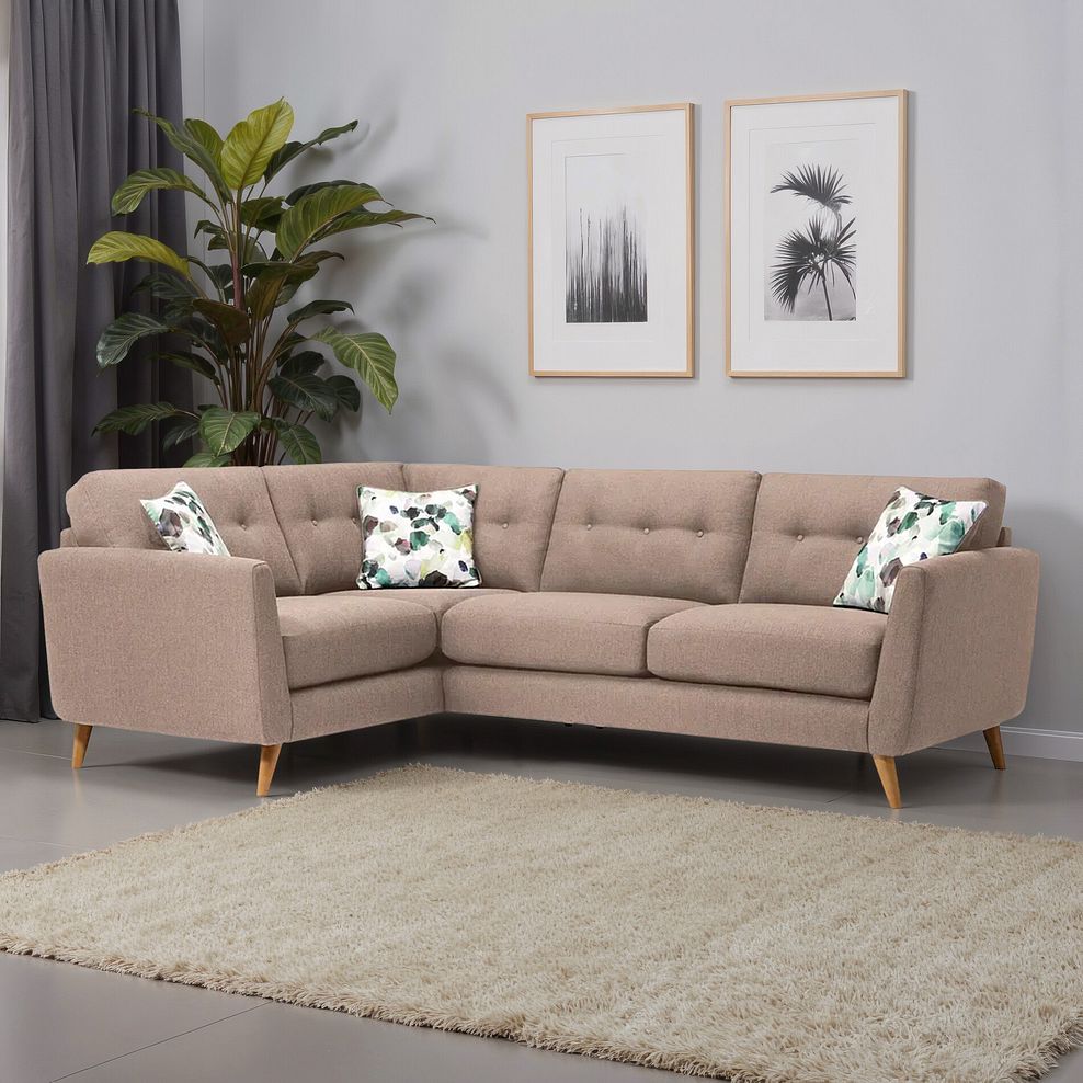 Evie Right Hand Corner Sofa in Mink Fabric 1