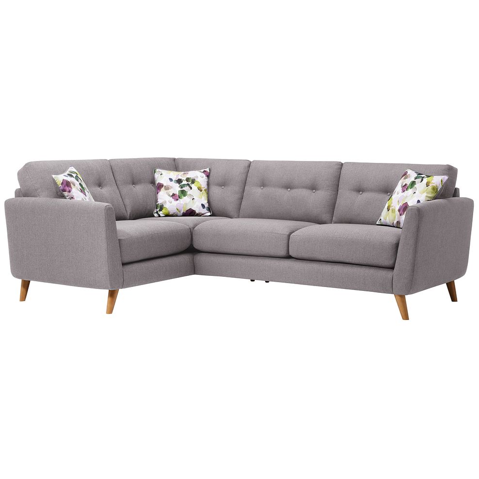 Evie Right Hand Corner Sofa in Silver Fabric Thumbnail 1