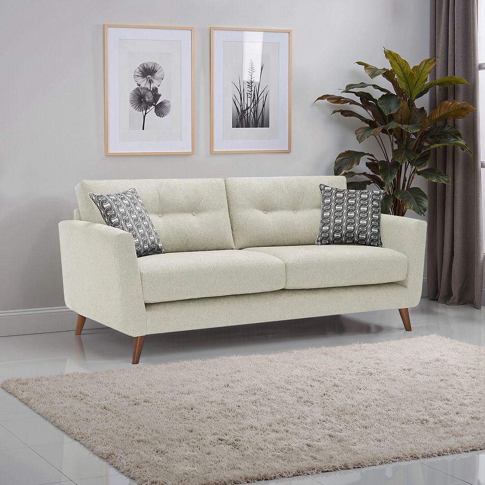 Evie 3 Seater Sofa in Rosa Collection Sand Fabric 1