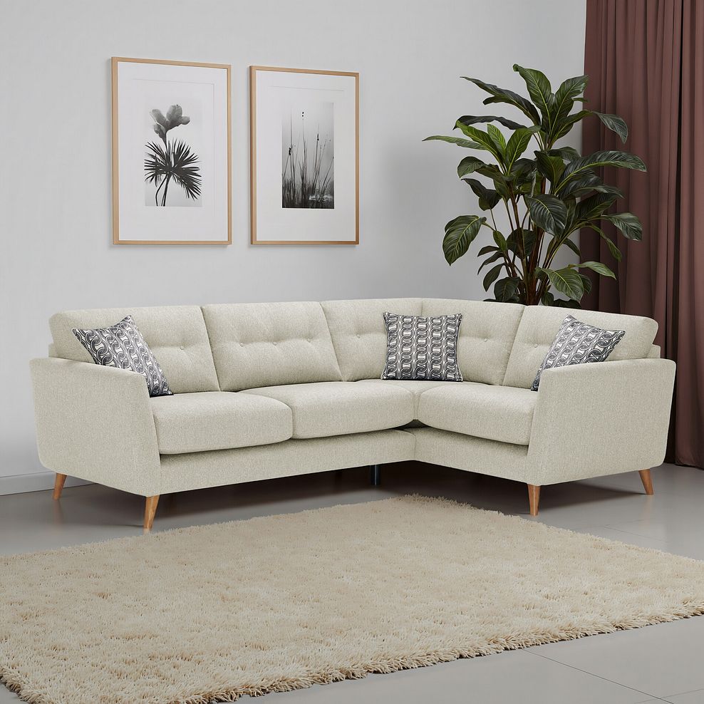 Evie Left Hand Corner Sofa in Rosa Collection Sand Fabric 1