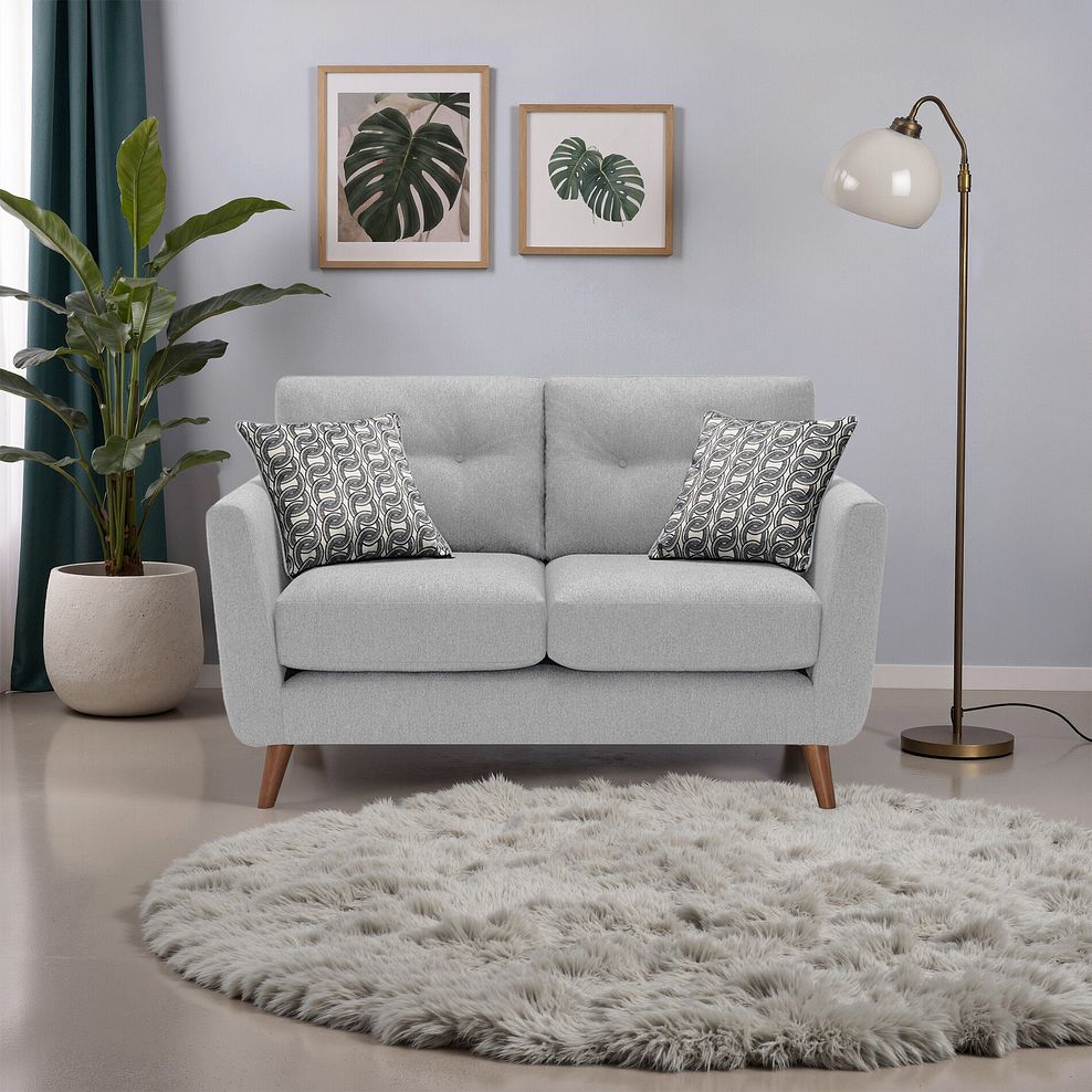 Evie 2 Seater Sofa in Rosa Collection Silver Fabric 1