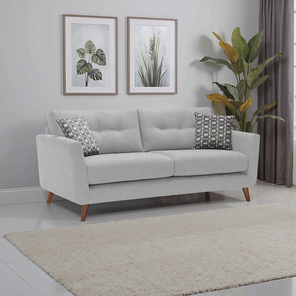 Evie 3 Seater Sofa in Rosa Collection Silver Fabric 1