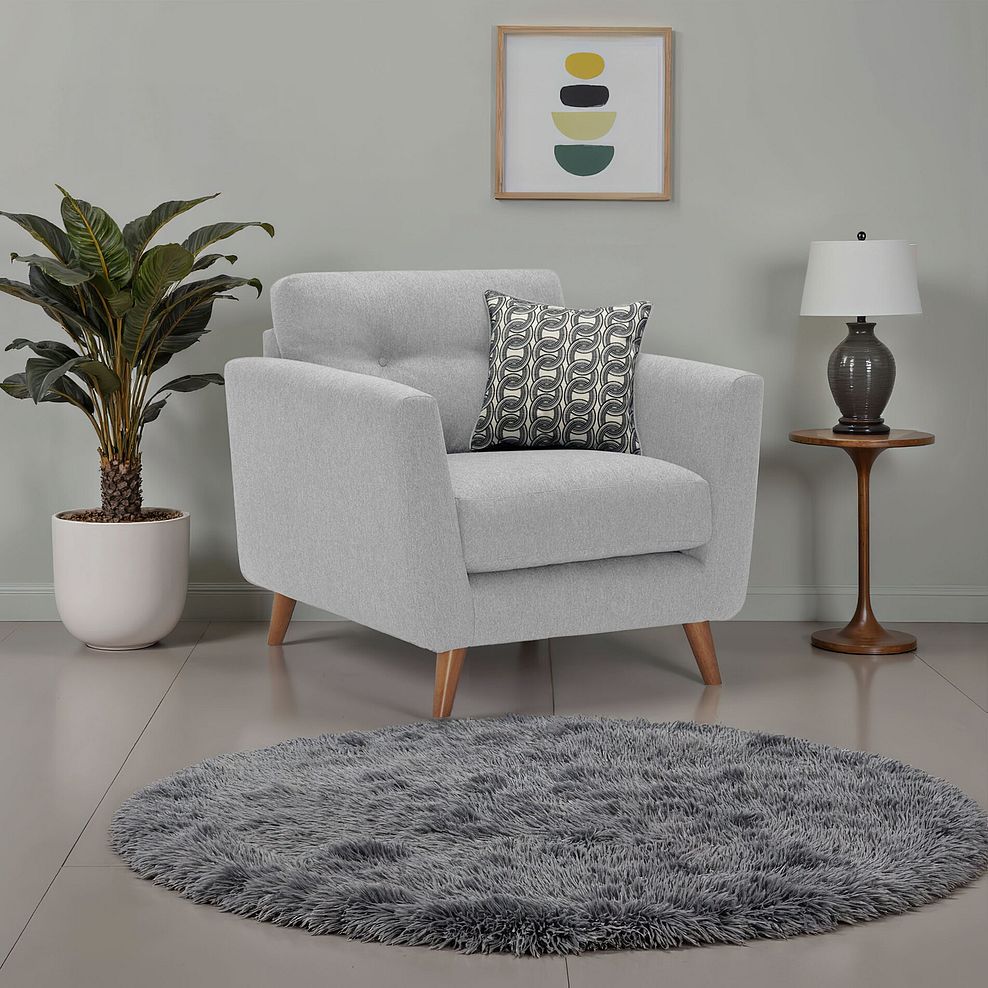 Evie Armchair in Rosa Collection Silver Fabric 1