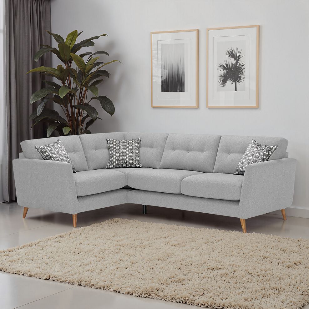 Evie Right Hand Corner Sofa in Rosa Collection Silver Fabric 1