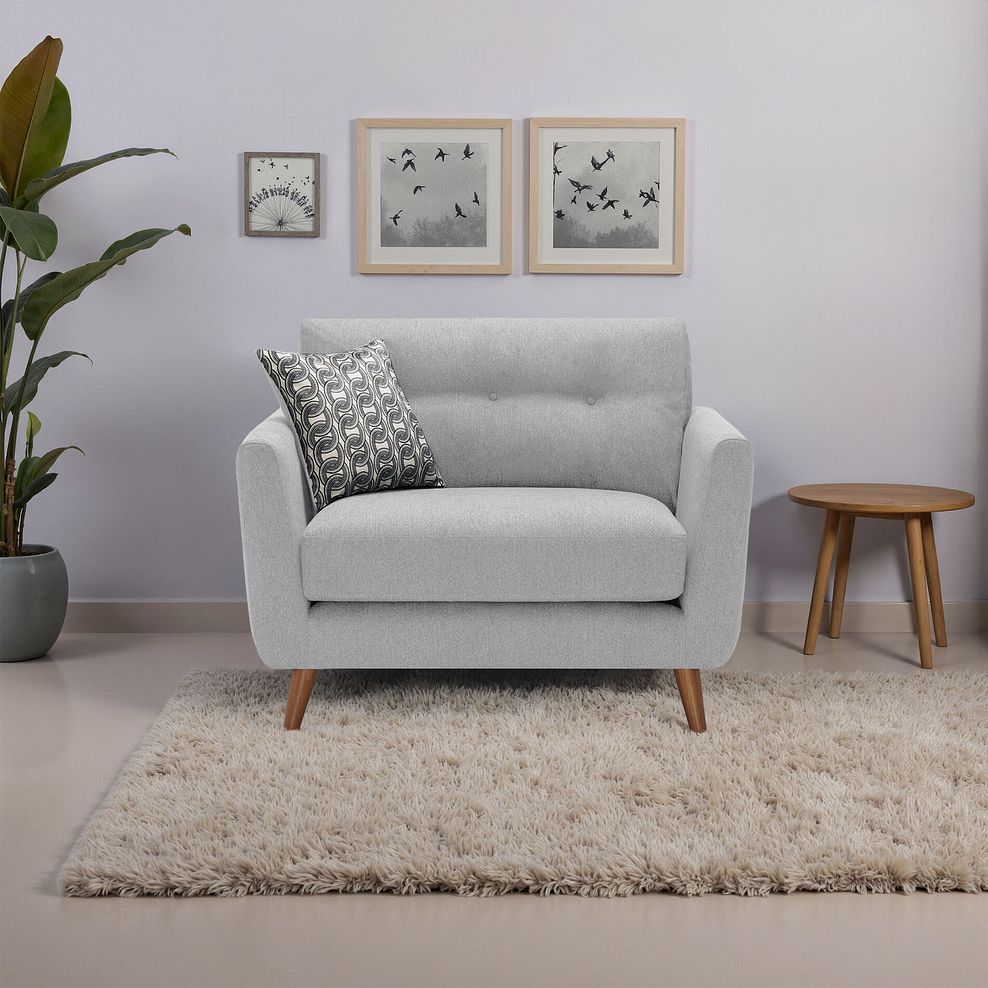 Evie Loveseat in Rosa Collection Silver Fabric 1