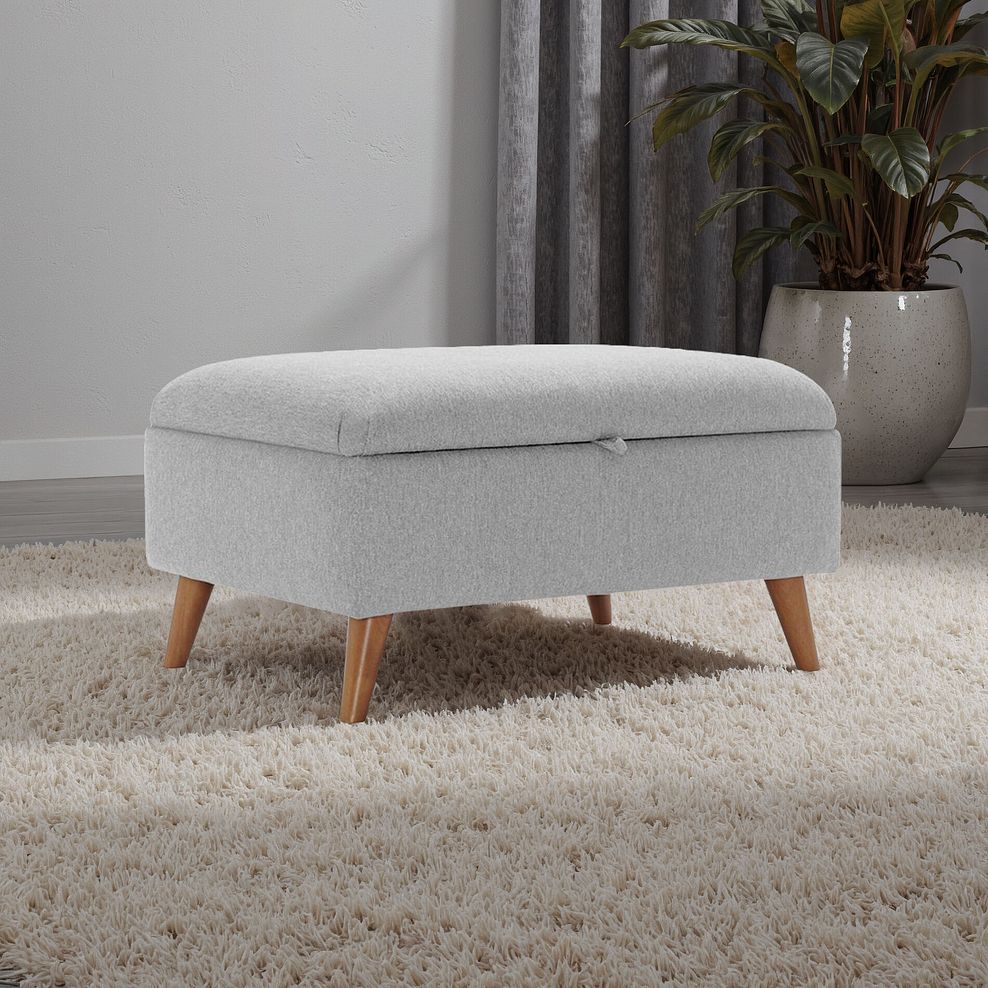 Evie Storage Footstool in Rosa Collection Silver Fabric 1