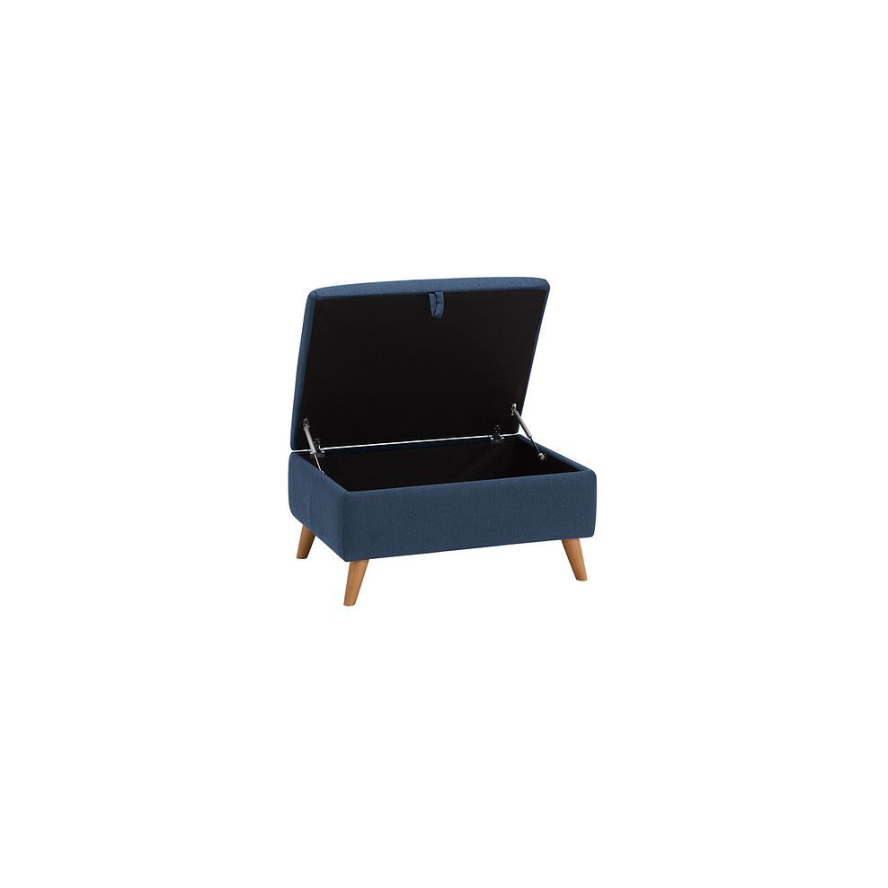Evie Storage Footstool in Plain Blue Fabric Thumbnail 2
