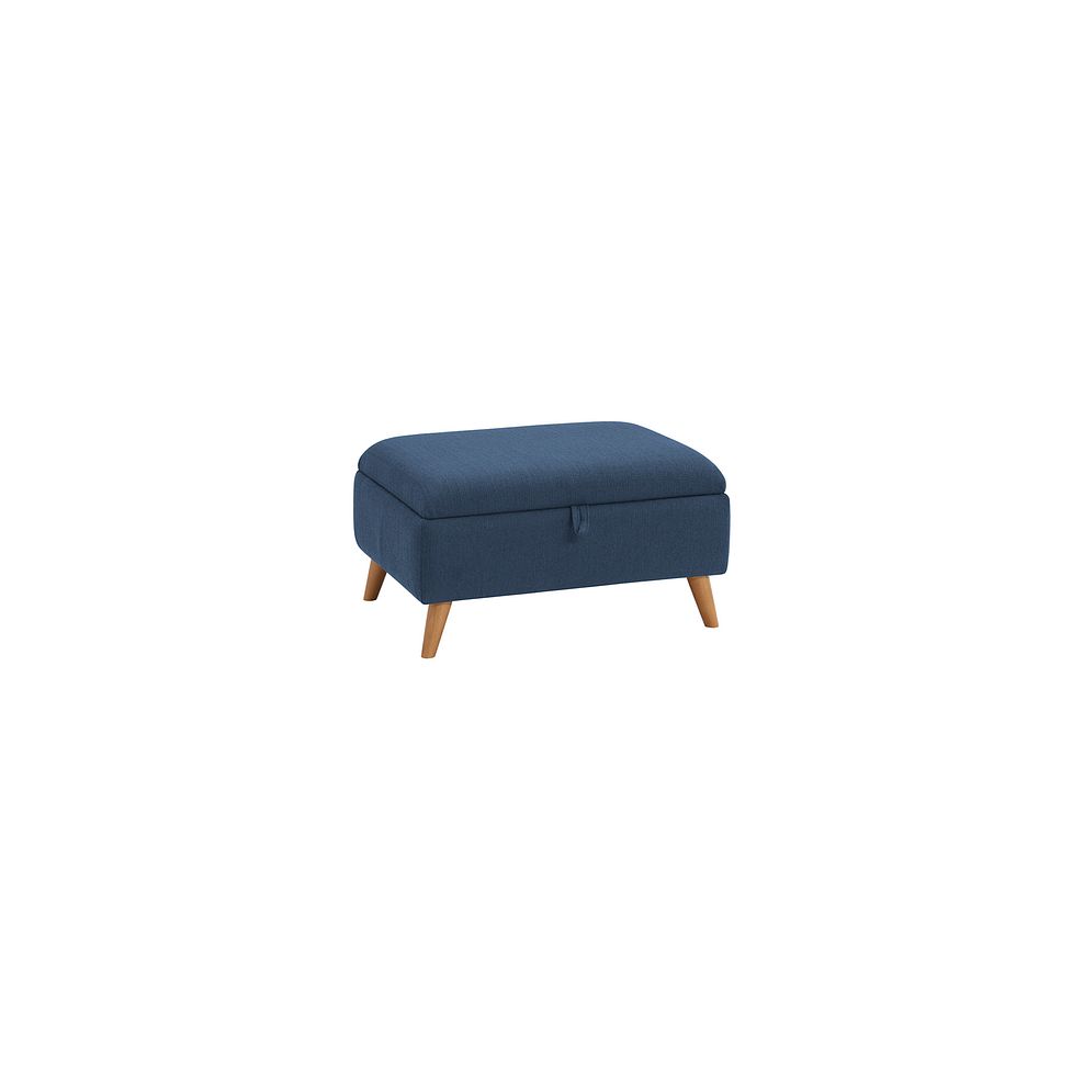 Evie Storage Footstool in Plain Blue Fabric