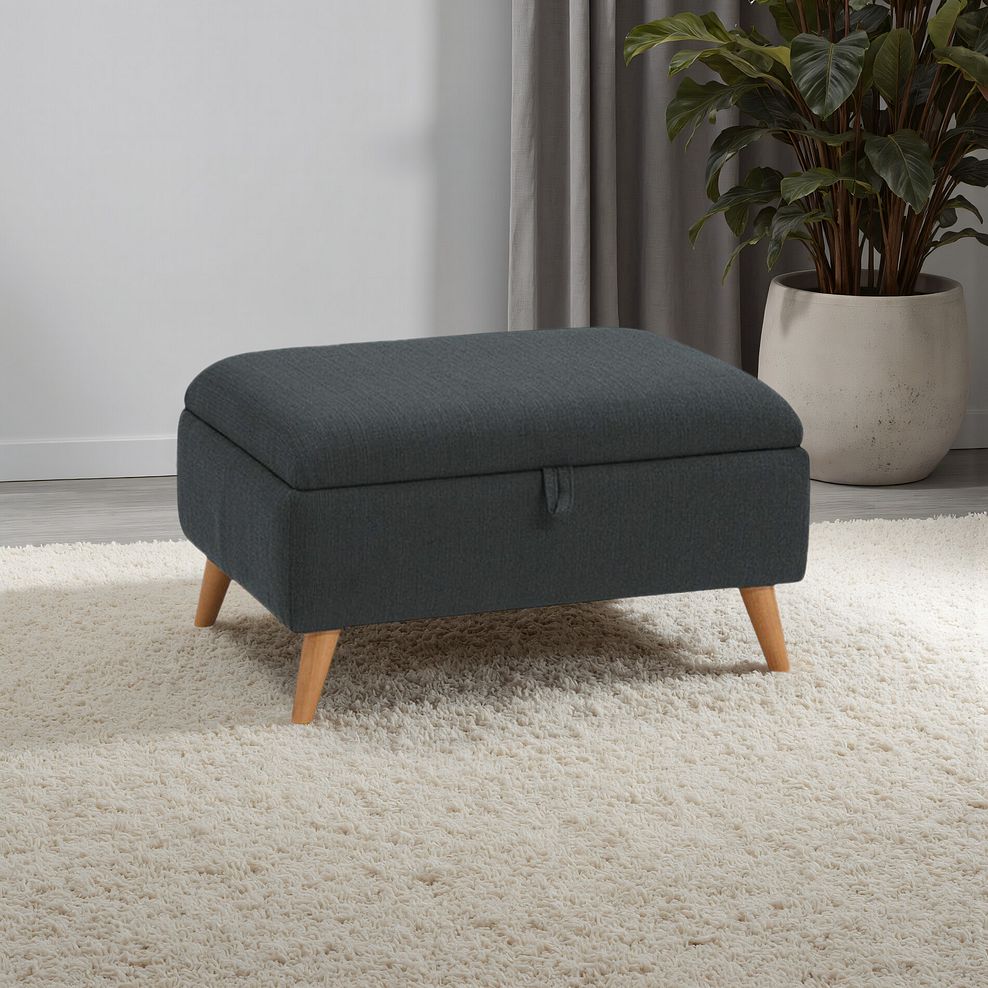Evie Storage Footstool in Plain Charcoal Fabric 1