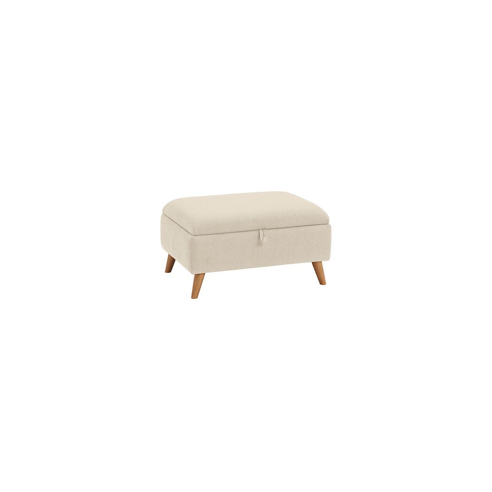 Evie Storage Footstool in Plain Ivory Fabric