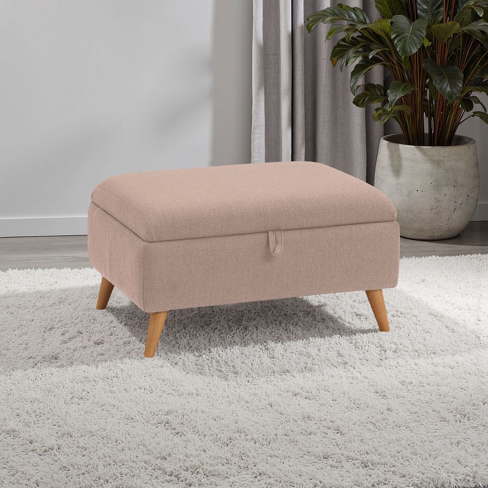 Evie Storage Footstool in Plain Mink Fabric 1