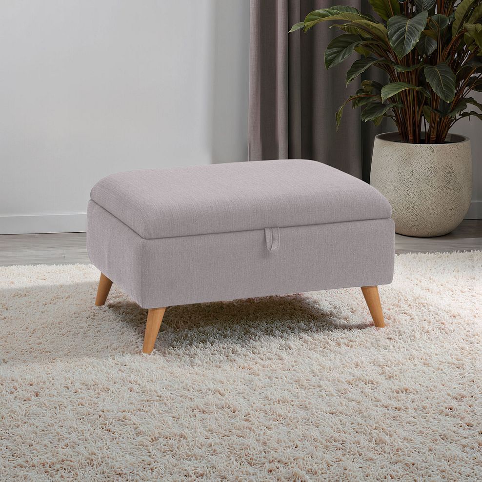 Evie Storage Footstool in Plain Silver Fabric 1