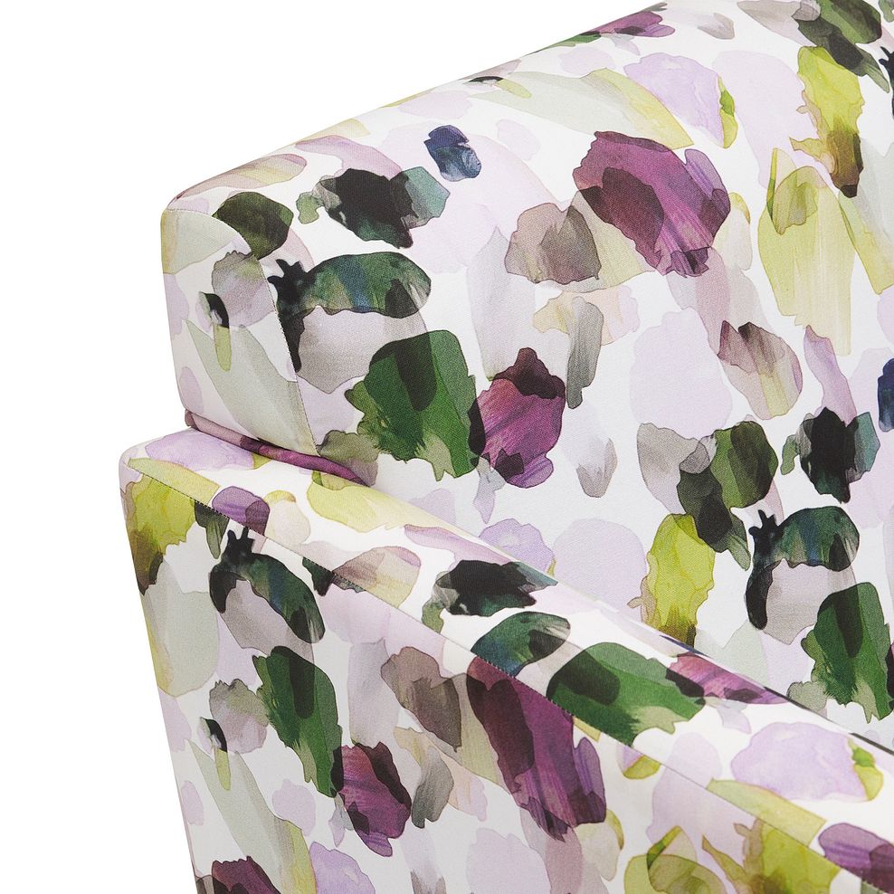 Evie Swivel Chair in Patterned Purple Fabric + Charcoal Scatter 9