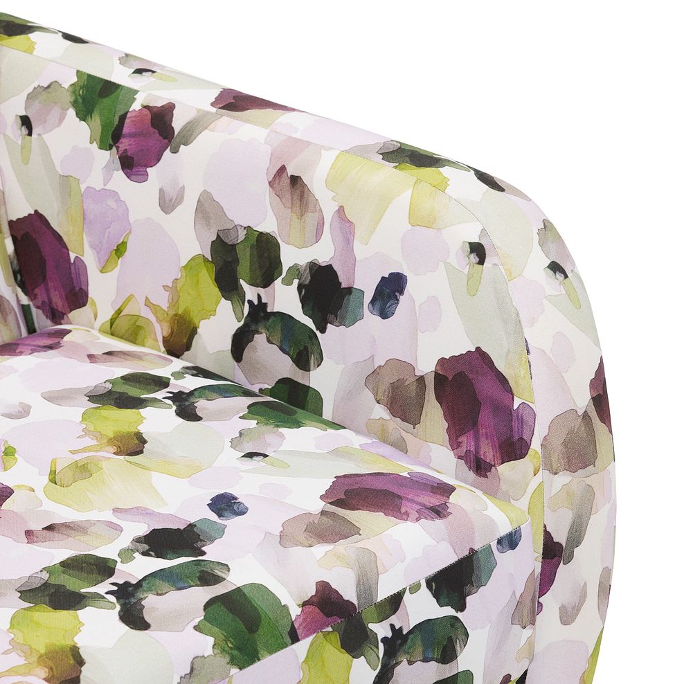 Evie Swivel Chair in Patterned Purple Fabric + Charcoal Scatter 10
