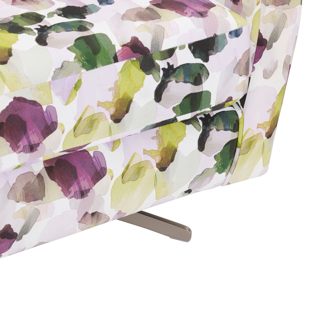 Evie Swivel Chair in Patterned Purple Fabric + Charcoal Scatter 11