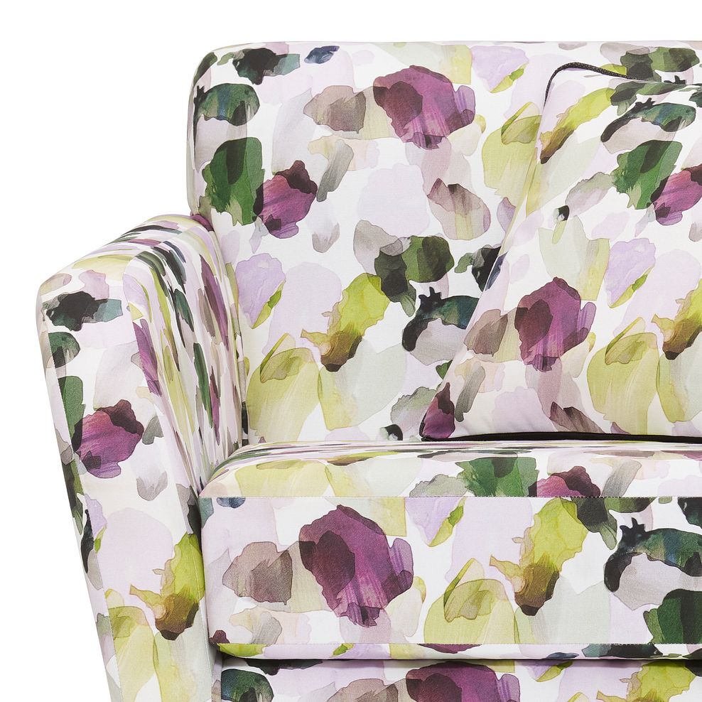 Evie Swivel Chair in Patterned Purple Fabric + Charcoal Scatter 8