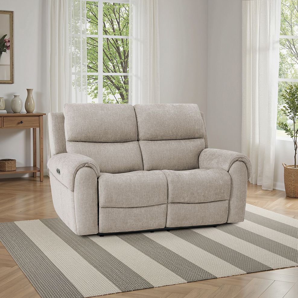 Ezra 2 Seater Electric Recliner in Darwin Mink Fabric 1