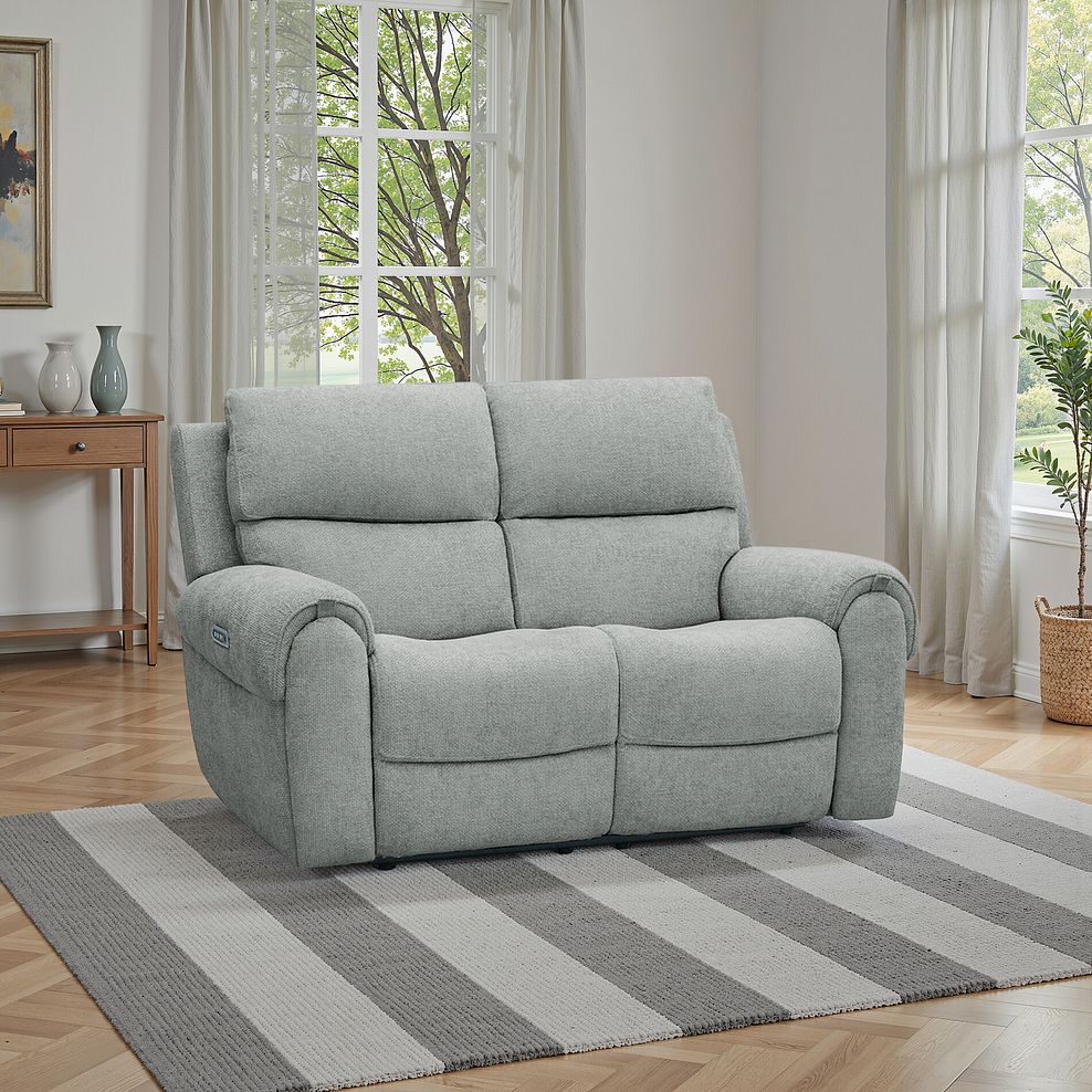 Ezra 2 Seater Electric Recliner in Hopsack Platinum Fabric 1