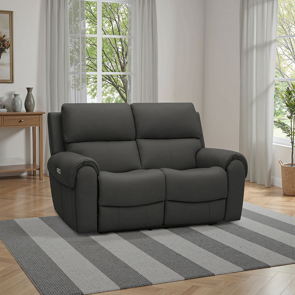 Ezra 2 Seater Electric Recliner in Storm Leather 1