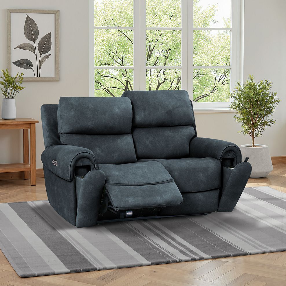 Ezra 2 Seater Electric Recliner with Power Headrest & Lumbar Support in Dexter Shadow Fabric 1