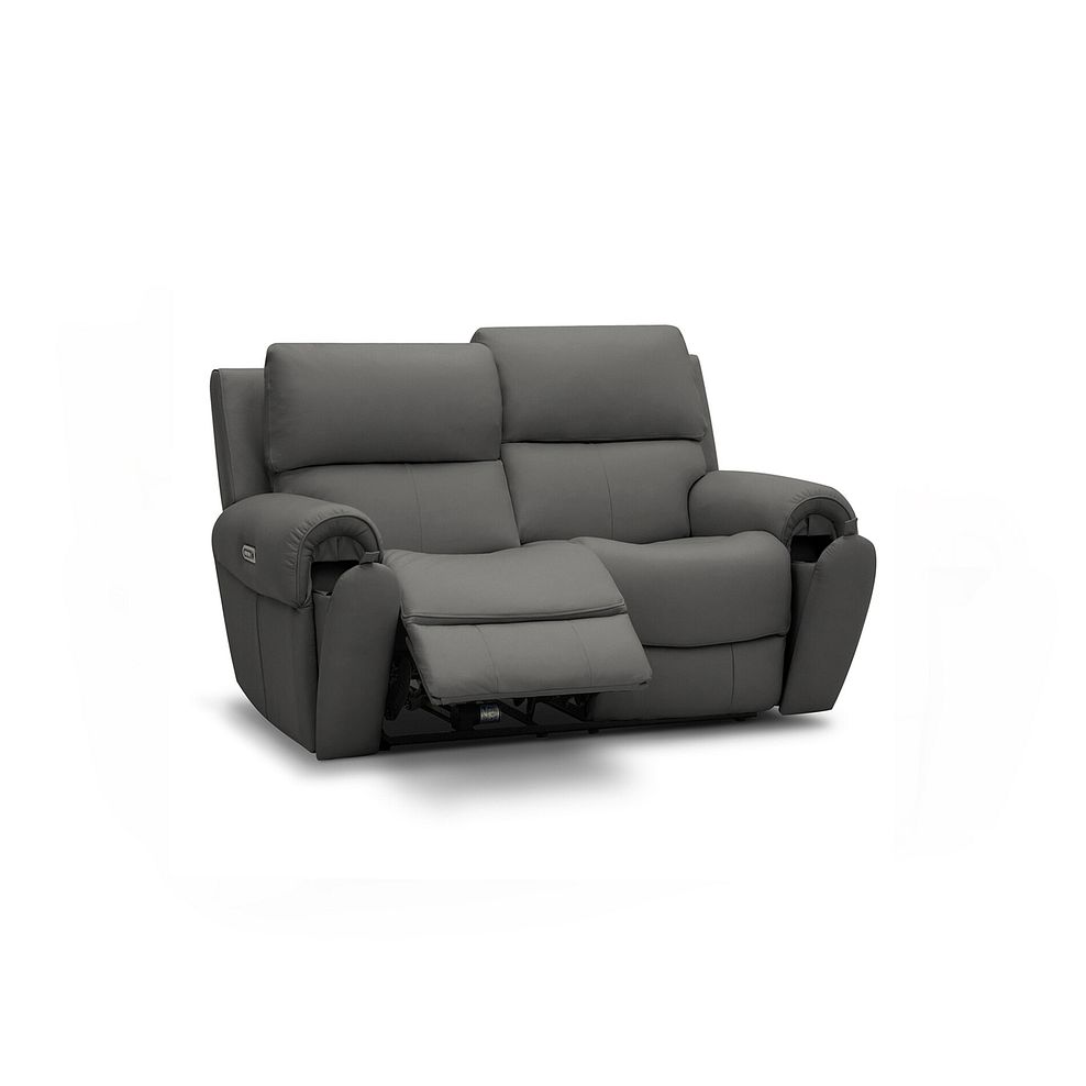 Ezra 2 Seater Electric Recliner with Power Headrest & Lumbar Support in Elephant Grey Leather 3