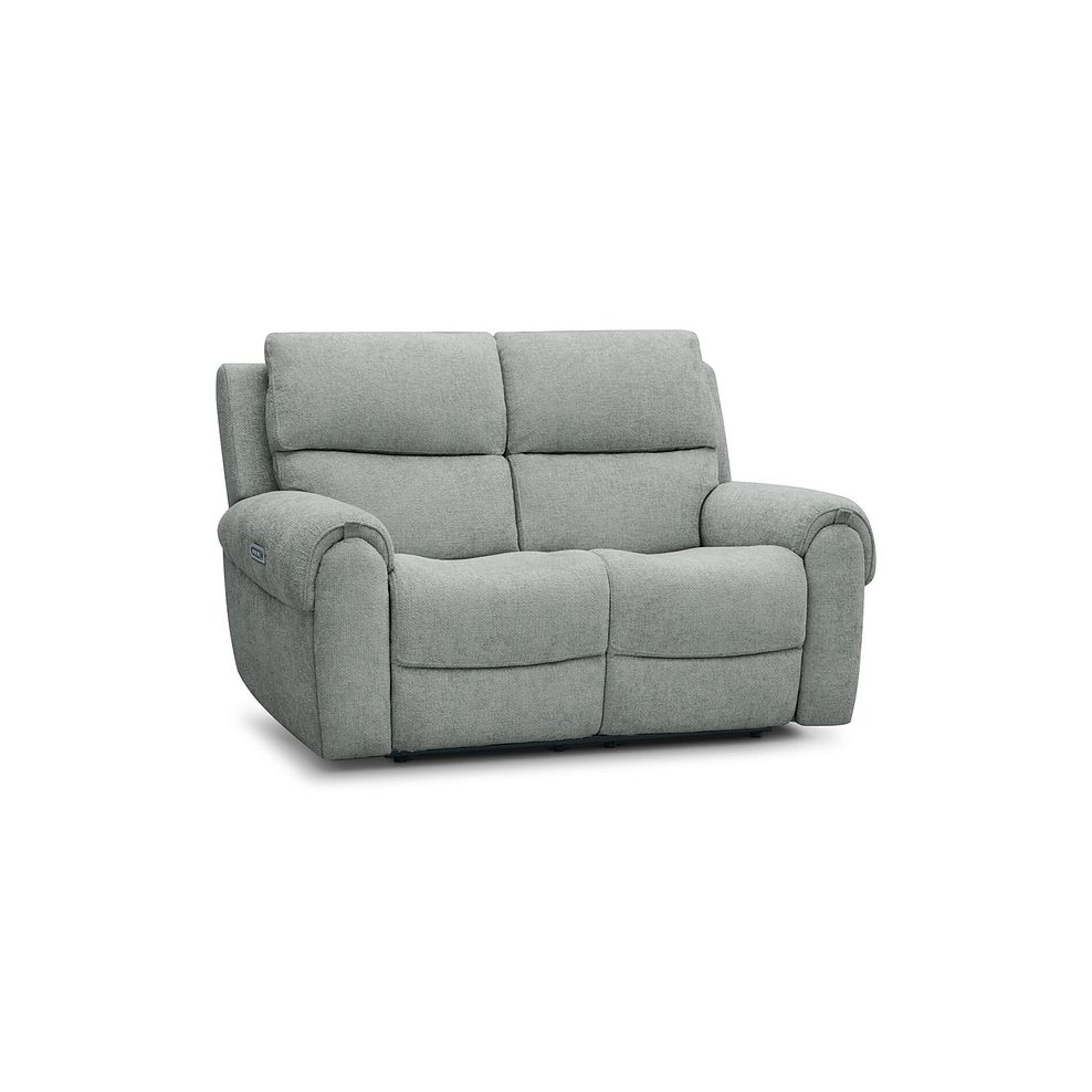 Ezra 2 Seater Electric Recliner with Power Headrest & Lumbar Support in Hopsack Platinum Fabric 1