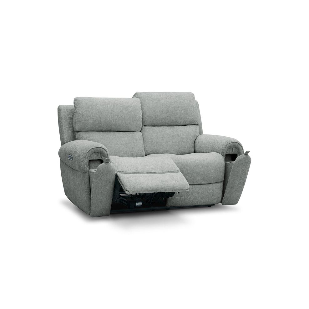 Ezra 2 Seater Electric Recliner with Power Headrest & Lumbar Support in Hopsack Platinum Fabric 3